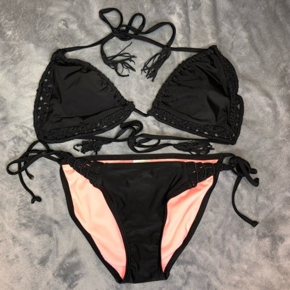 Other - Black Crochet Bikini Set Size Medium